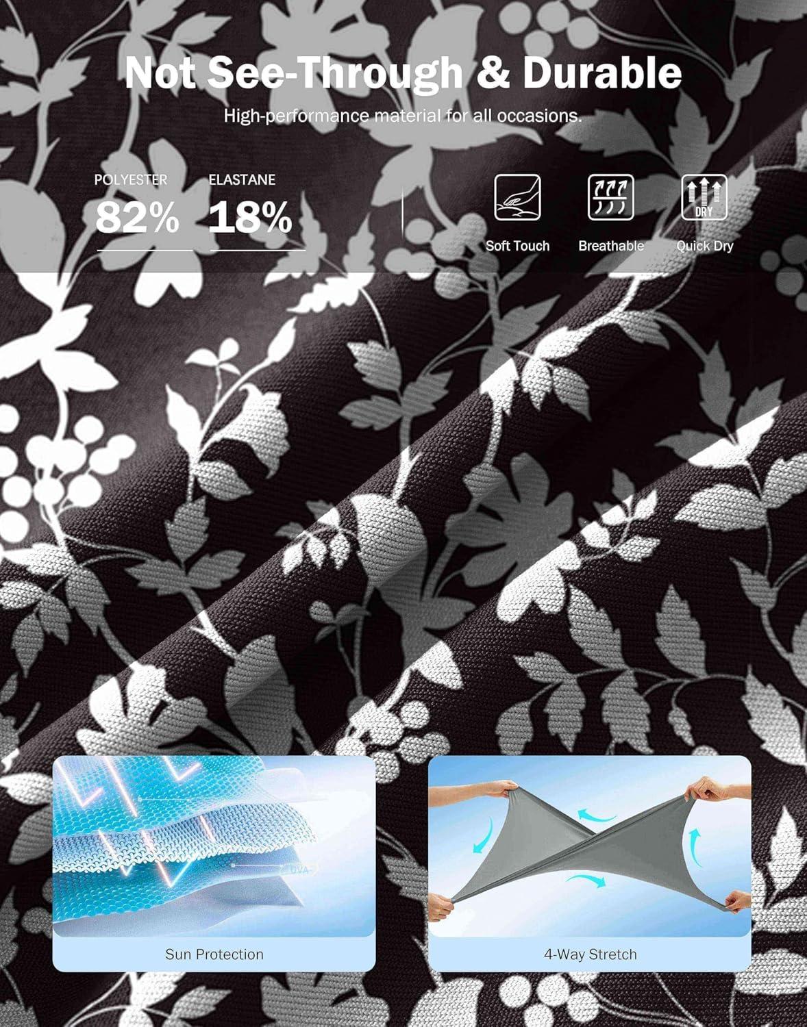 imageSANTINY 18quot Skorts for Women 3 Pockets High Waist Long Athletic Tennis Skirt Golf Skort for Casual Summer TravelBlack Flower