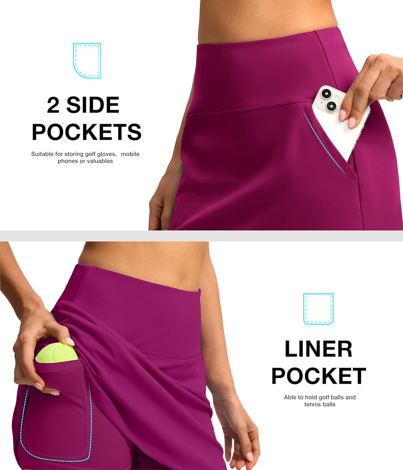 imageSANTINY Golf Skirts for Women Tennis Skirt High Waisted Skorts for Woman Athletic Pickleball Casual Skort with PocketsRose