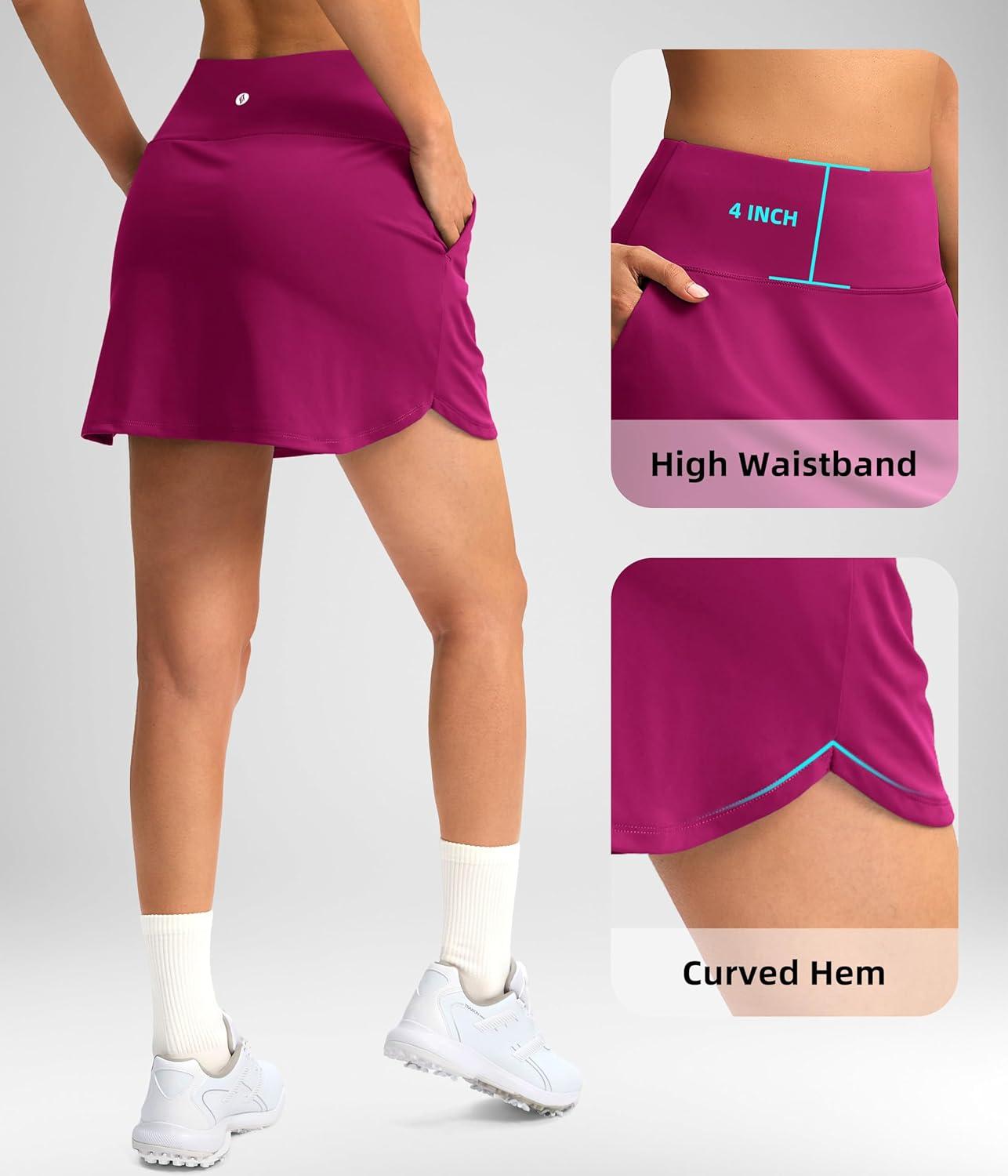 imageSANTINY Golf Skirts for Women Tennis Skirt High Waisted Skorts for Woman Athletic Pickleball Casual Skort with PocketsRose