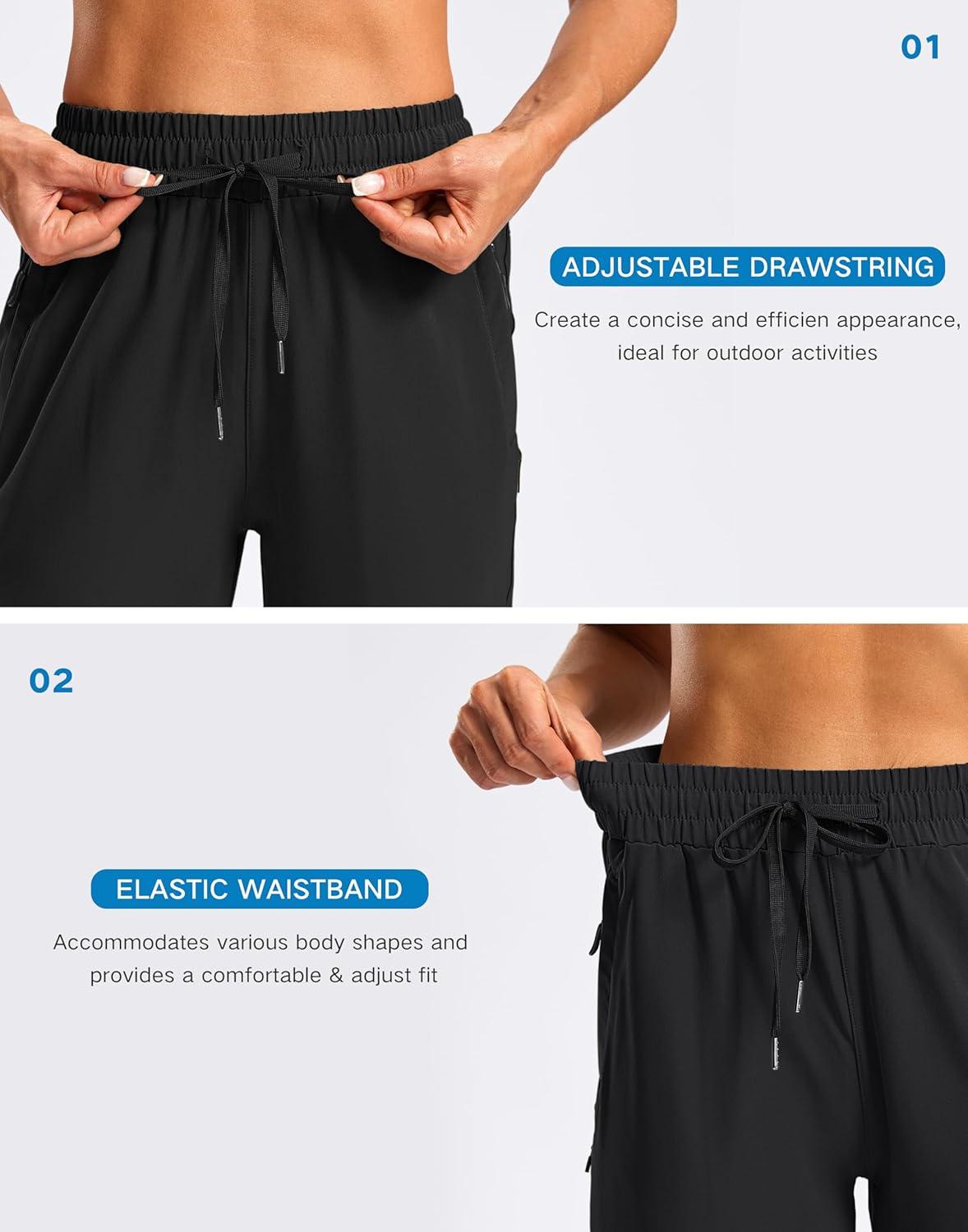 imageSANTINY Womens 15quot Long Shorts with Pockets Below The Knee Length Hiking Cargo Capris Lightweight Quick Dry Bermuda ShortsBlack