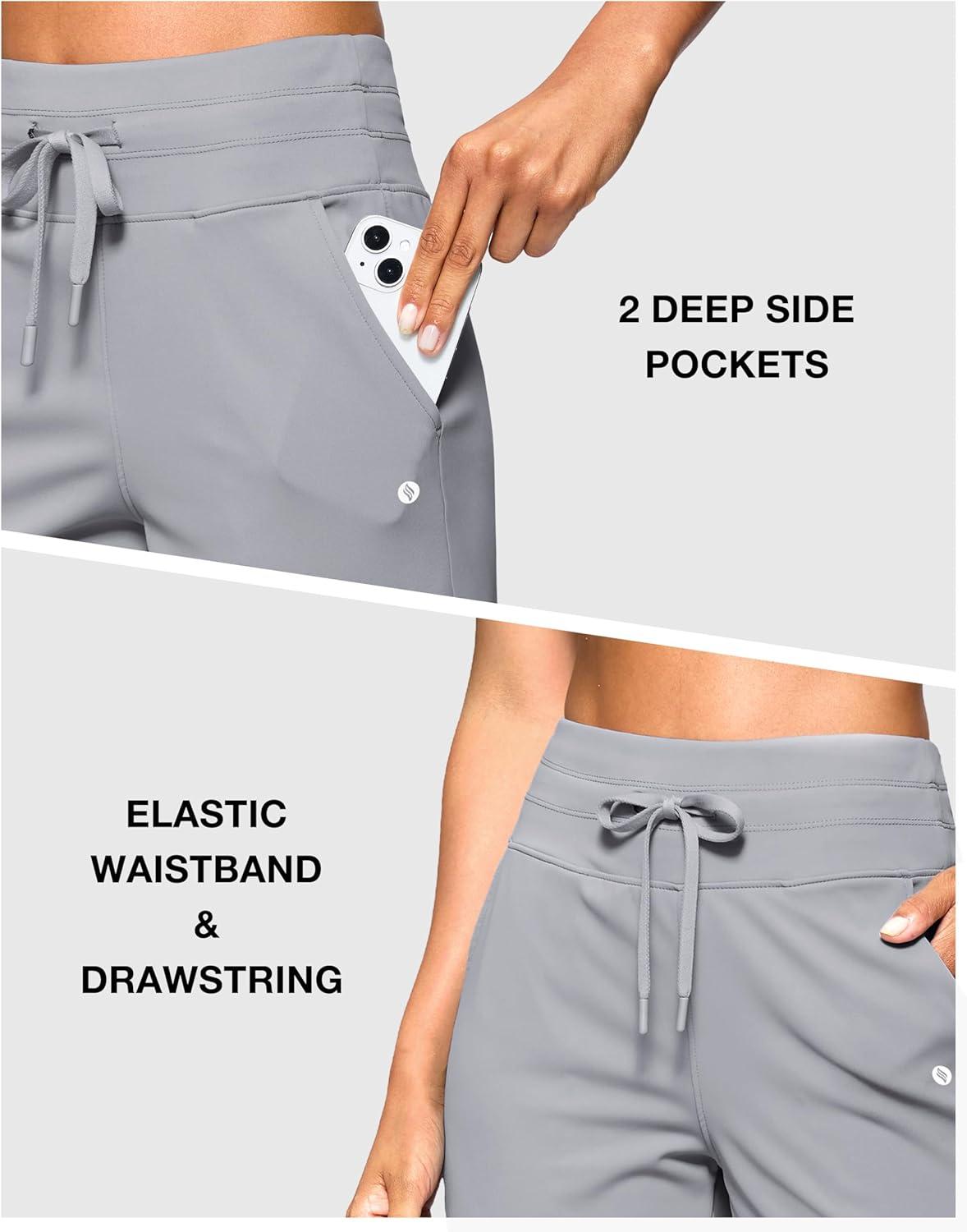 imageSANTINY Womens Bermuda Long Shorts with Pockets Drawstring High Waisted Athletic Knee Length Shorts Walking Casual WorkoutLight Grey