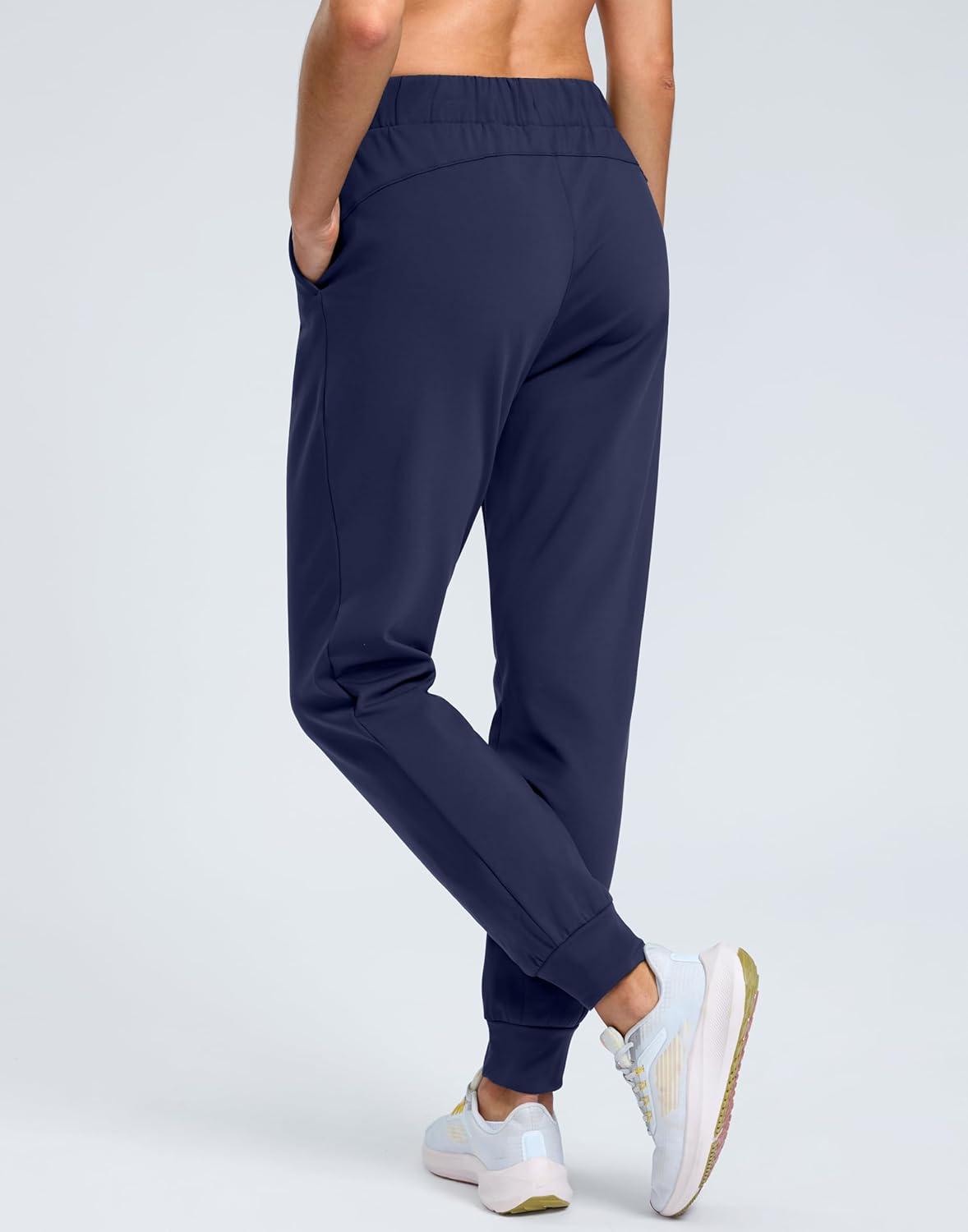 imageSANTINY Womens Fleece Lined Joggers Pockets Drawstring Waterproof Sweatpants Thermal Ski Running Winter Hiking Pants WomenNavy