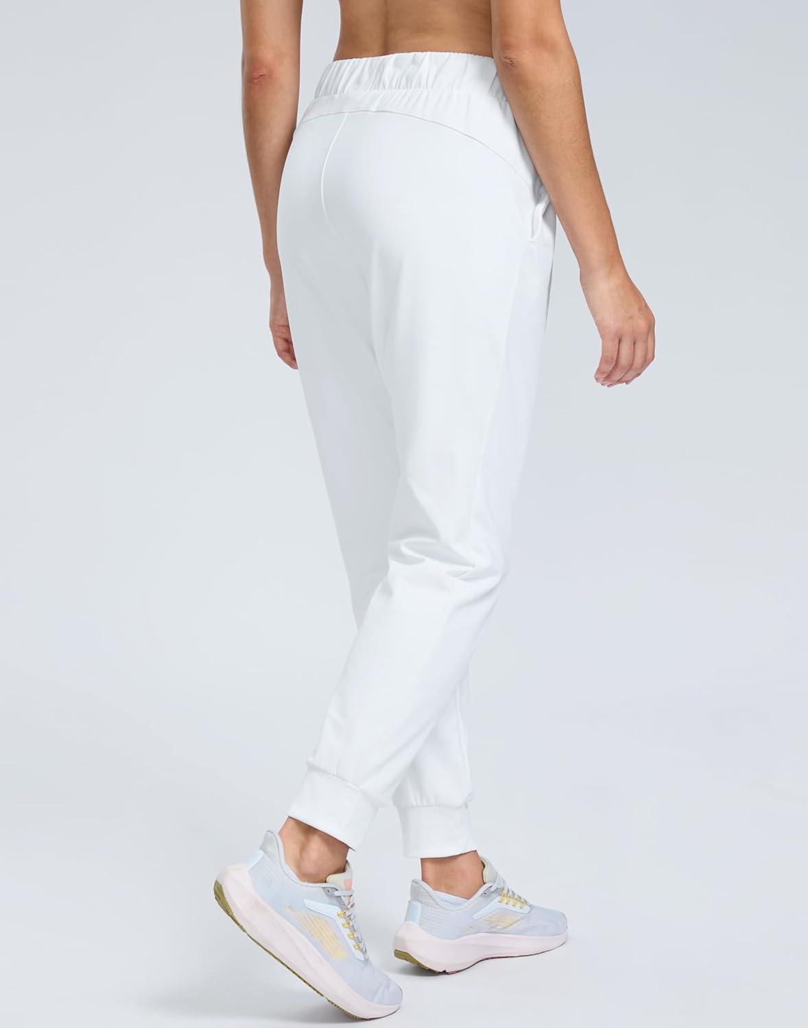 imageSANTINY Womens Fleece Lined Joggers Pockets Drawstring Waterproof Sweatpants Thermal Ski Running Winter Hiking Pants WomenWhite