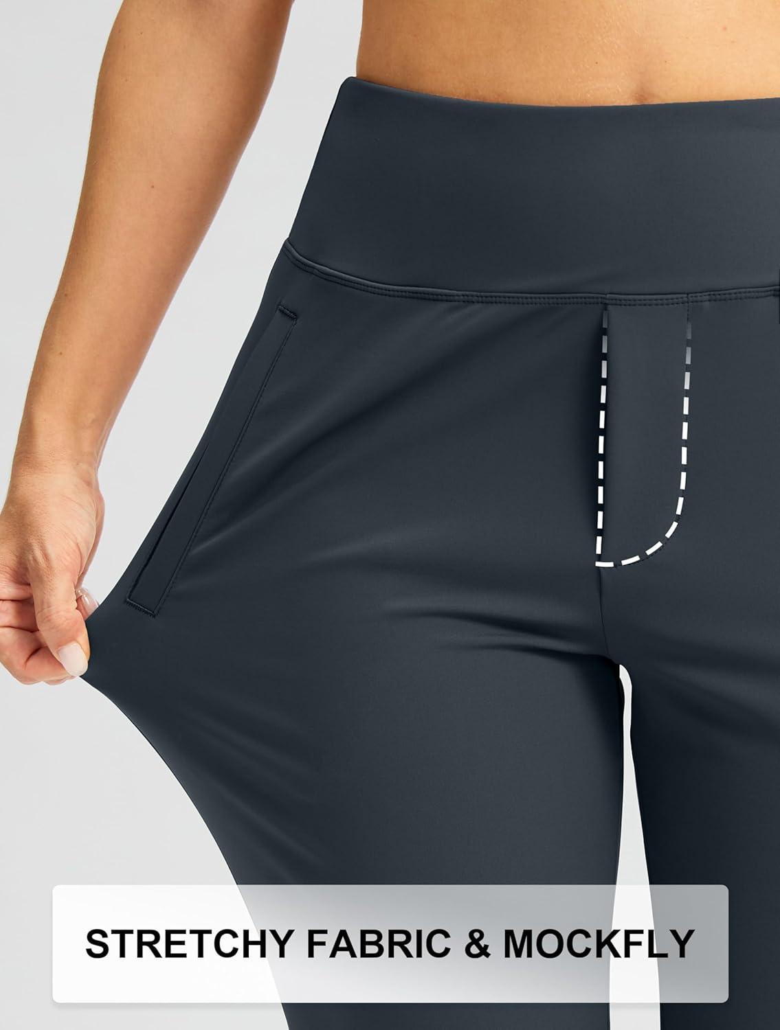 imageSANTINY Womens Pants with 3 Pockets 78 High Waisted Stretch Ankle Pants for Women Golf Casual Travel Athletic WorkDark Grey