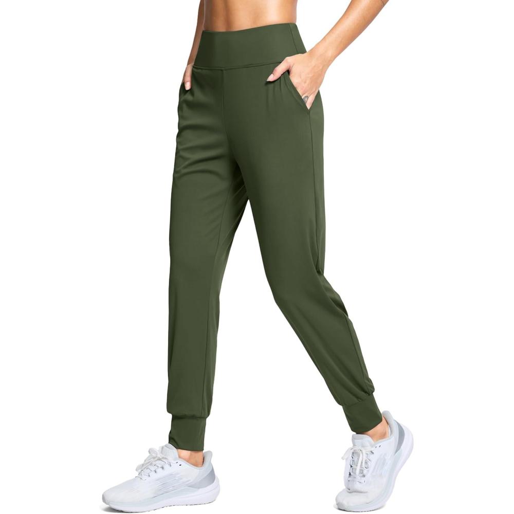 imageSANTINY Womens Joggers Pants with Pockets Lightweight High Waisted Athletic Gym Workout Pants for Women Yoga TravelArmy Green