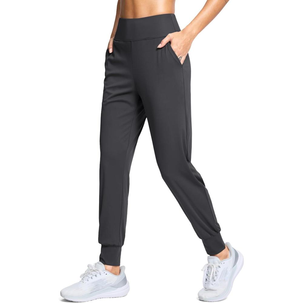 imageSANTINY Womens Joggers Pants with Pockets Lightweight High Waisted Athletic Gym Workout Pants for Women Yoga TravelDark Grey