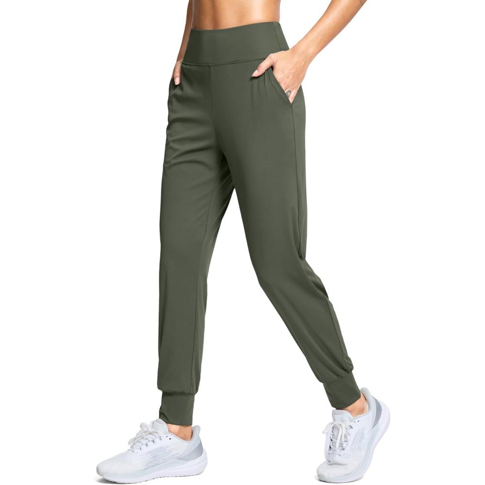 imageSANTINY Womens Joggers Pants with Pockets Lightweight High Waisted Athletic Gym Workout Pants for Women Yoga TravelGrey Sage