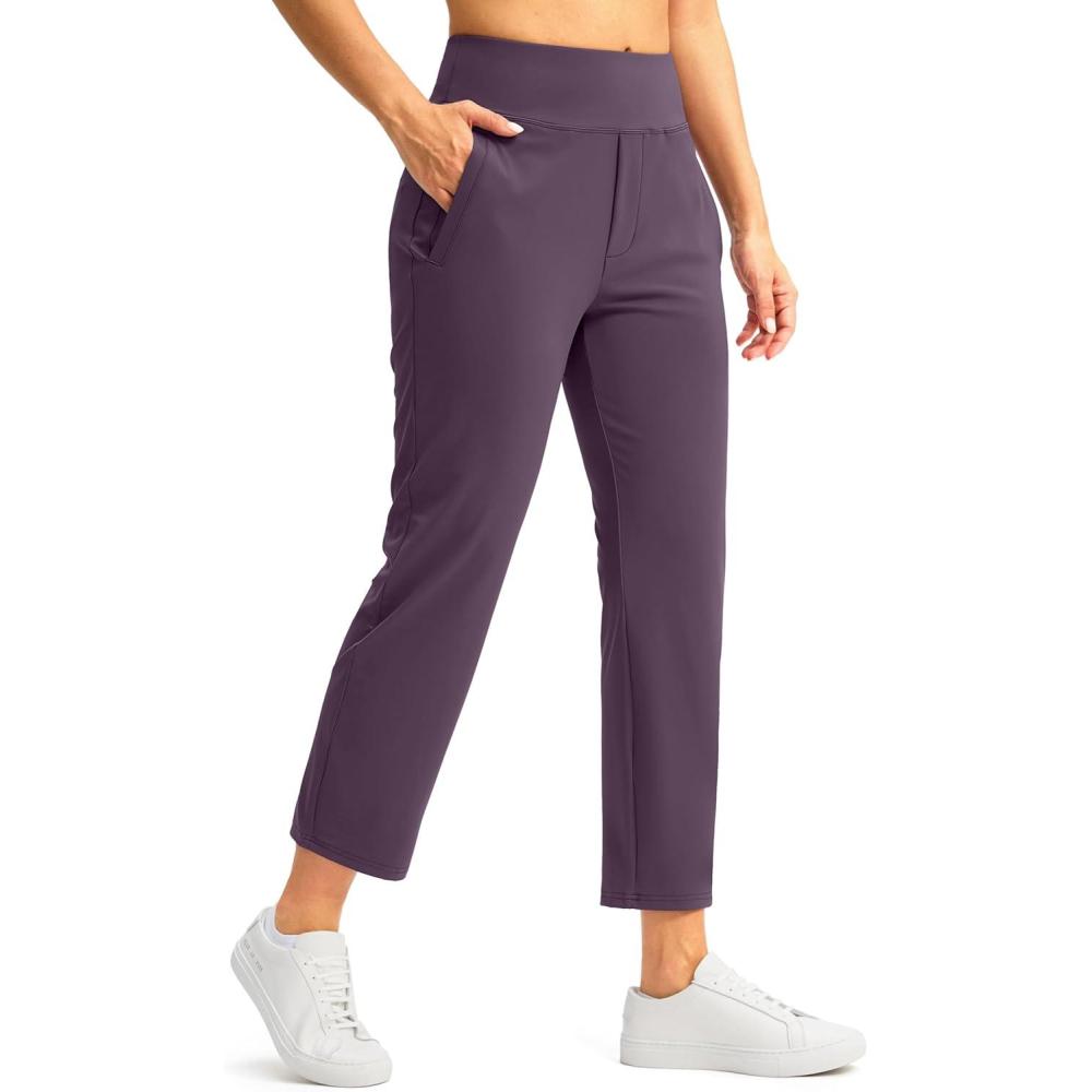 imageSANTINY Womens Pants with 3 Pockets 78 High Waisted Stretch Ankle Pants for Women Golf Casual Travel Athletic WorkDusty Purple