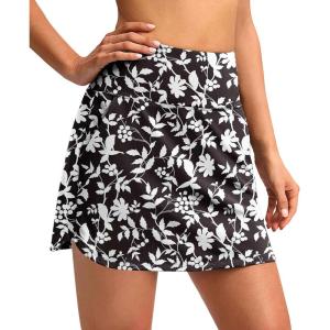 SANTINY Golf Skirts for Women Tennis Skirt High Waisted Skorts for Woman Athletic Pickleball Casual Skort with Pockets(Black Flower)