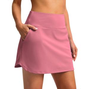 SANTINY Golf Skirts for Women Tennis Skirt High Waisted Skorts for Woman Athletic Pickleball Casual Skort with Pockets(Pink)