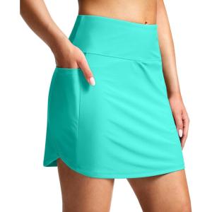 SANTINY Women’s 17” Long Swim Skirt with Pockets High Waisted Modest Tummy Control Swimsuit Skirt Bathing Suit Bottoms(Mint Green)