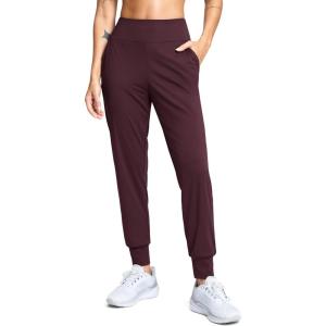SANTINY Women’s Joggers Pants with Pockets Lightweight High Waisted Athletic Gym Workout Pants for Women Yoga Travel(Wine)