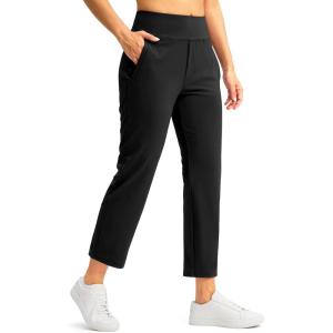 SANTINY Women’s Pants with 3 Pockets 7/8 High Waisted Stretch Ankle Pants for Women Golf Casual Travel Athletic Work(Black)