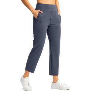 SANTINY Women’s Pants with 3 Pockets 7/8 High Waisted Stretch Ankle Pants for Women Golf Casual Travel Athletic Work(Dusty Blue)
