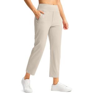 SANTINY Women’s Pants with 3 Pockets 7/8 High Waisted Stretch Ankle Pants for Women Golf Casual Travel Athletic Work(Dusty White)