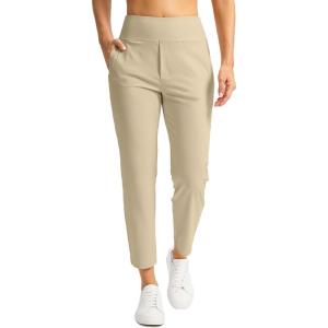 SANTINY Women’s Pants with 3 Pockets 7/8 High Waisted Stretch Ankle Pants for Women Golf Casual Travel Athletic Work(Khaki)
