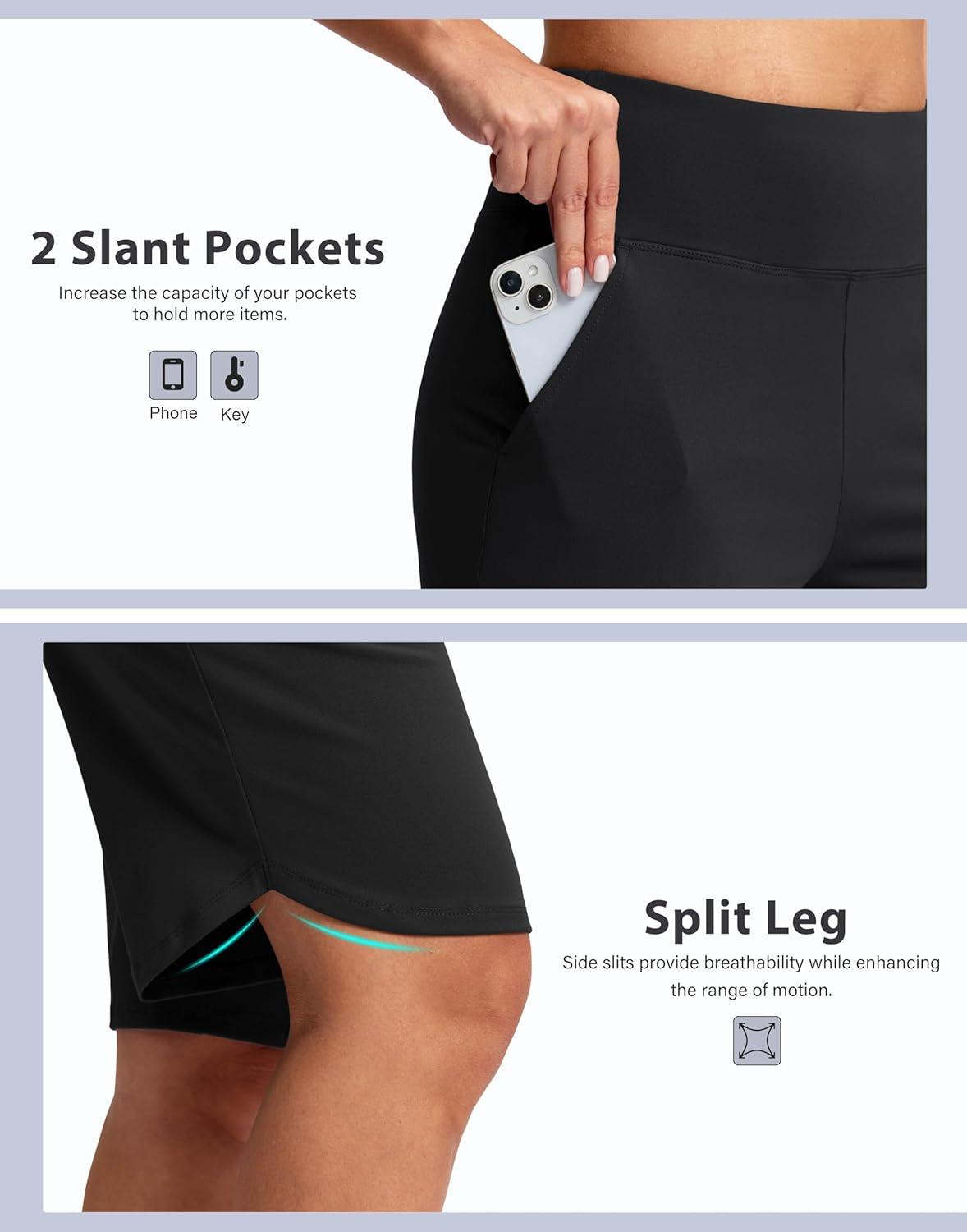 imageSANTINY 12quot Long Bermuda Shorts for Women Knee Length with Pockets High Waisted Stretch Shorts for Summer WalkingBlack