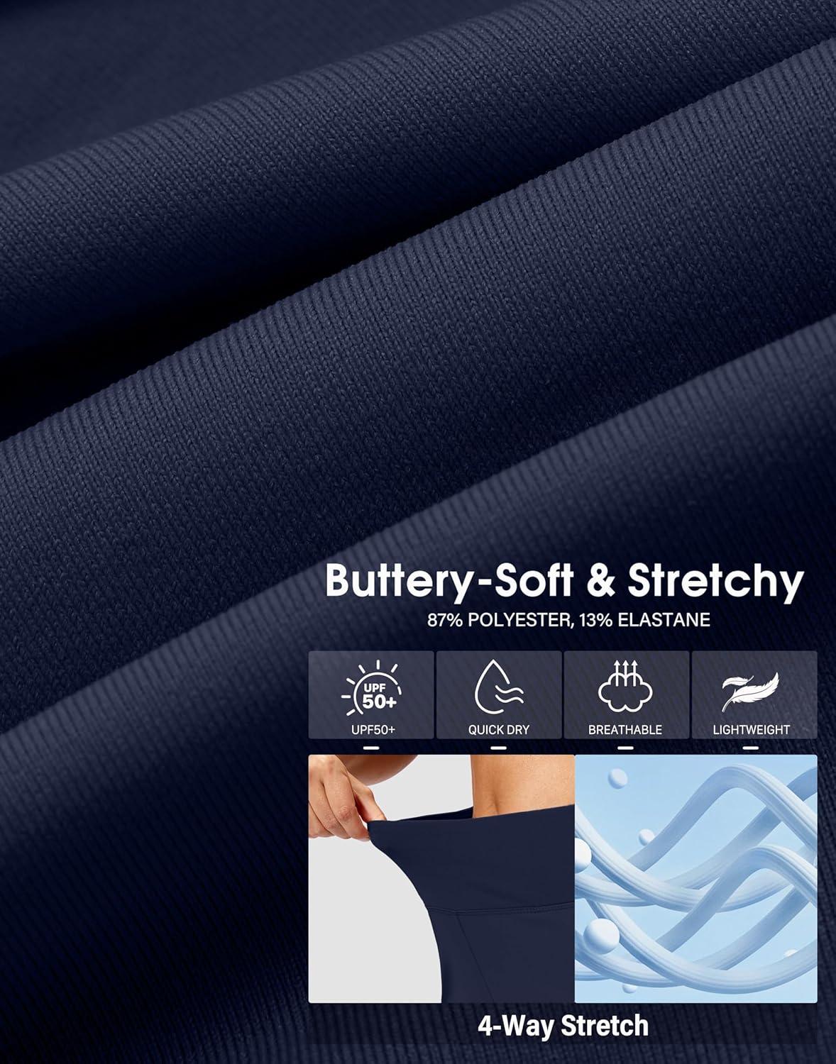 imageSANTINY 12quot Long Bermuda Shorts for Women Knee Length with Pockets High Waisted Stretch Shorts for Summer WalkingDark Blue