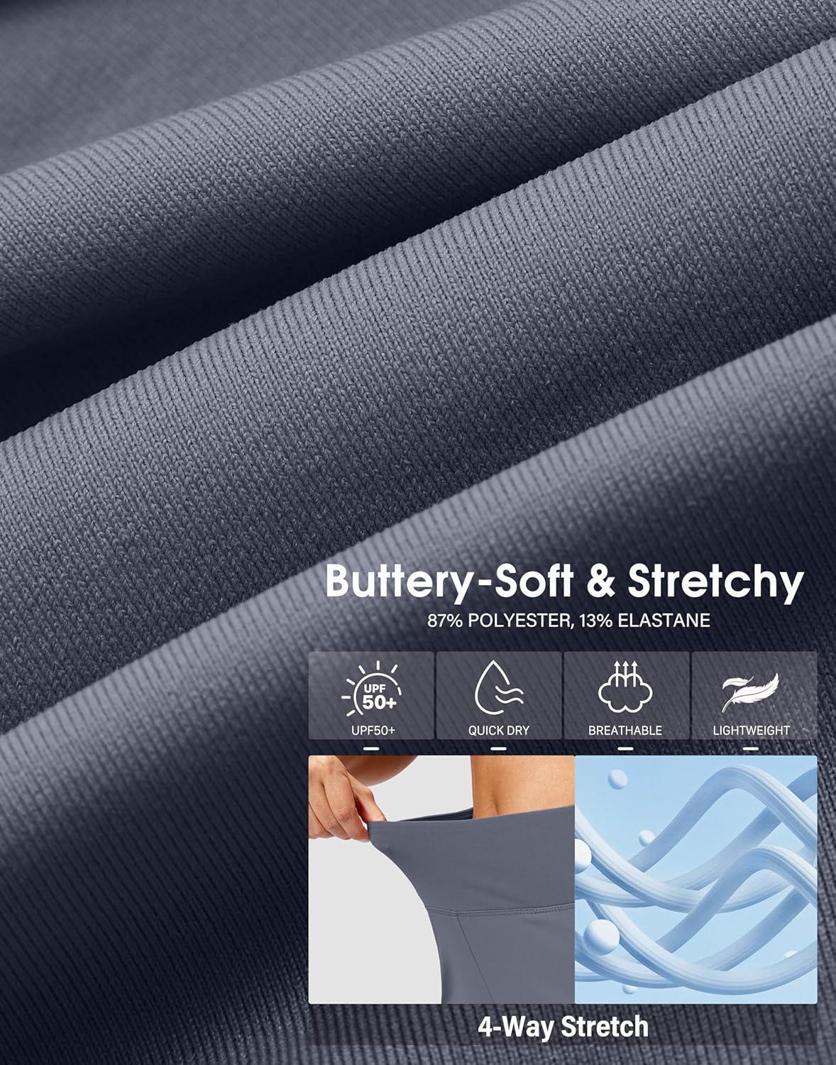 imageSANTINY 12quot Long Bermuda Shorts for Women Knee Length with Pockets High Waisted Stretch Shorts for Summer WalkingGrey Blue