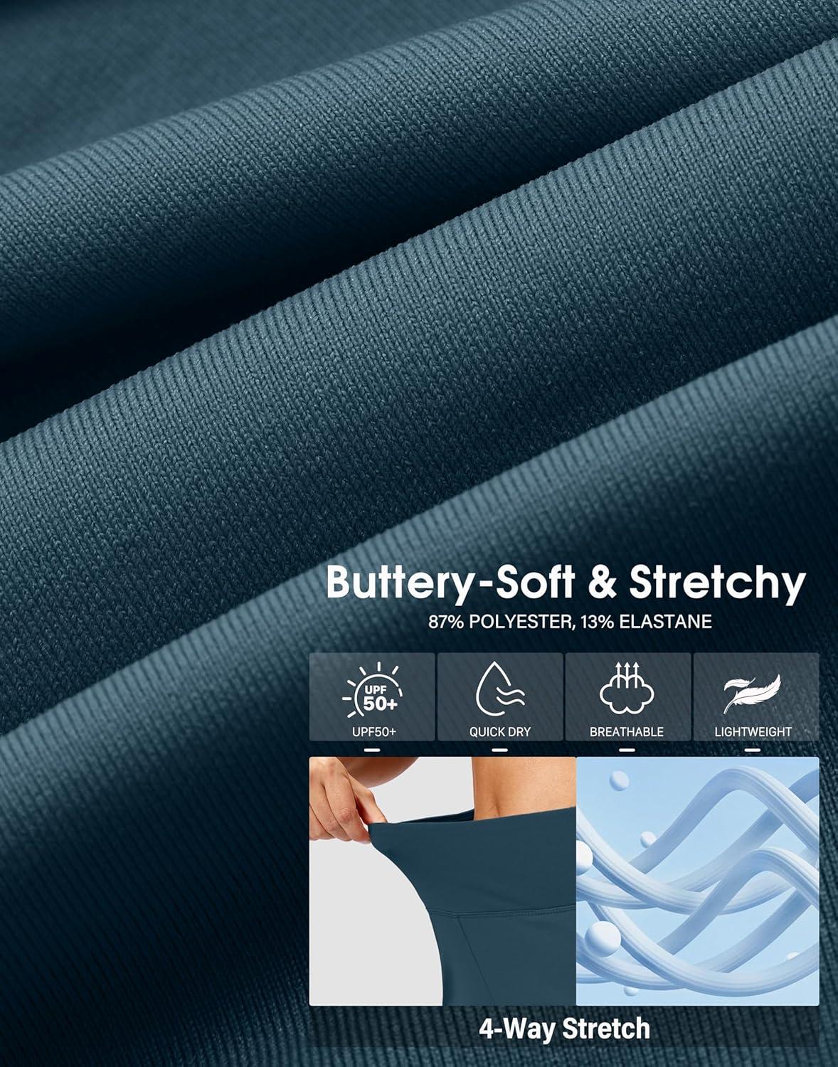 imageSANTINY 12quot Long Bermuda Shorts for Women Knee Length with Pockets High Waisted Stretch Shorts for Summer WalkingIndigo