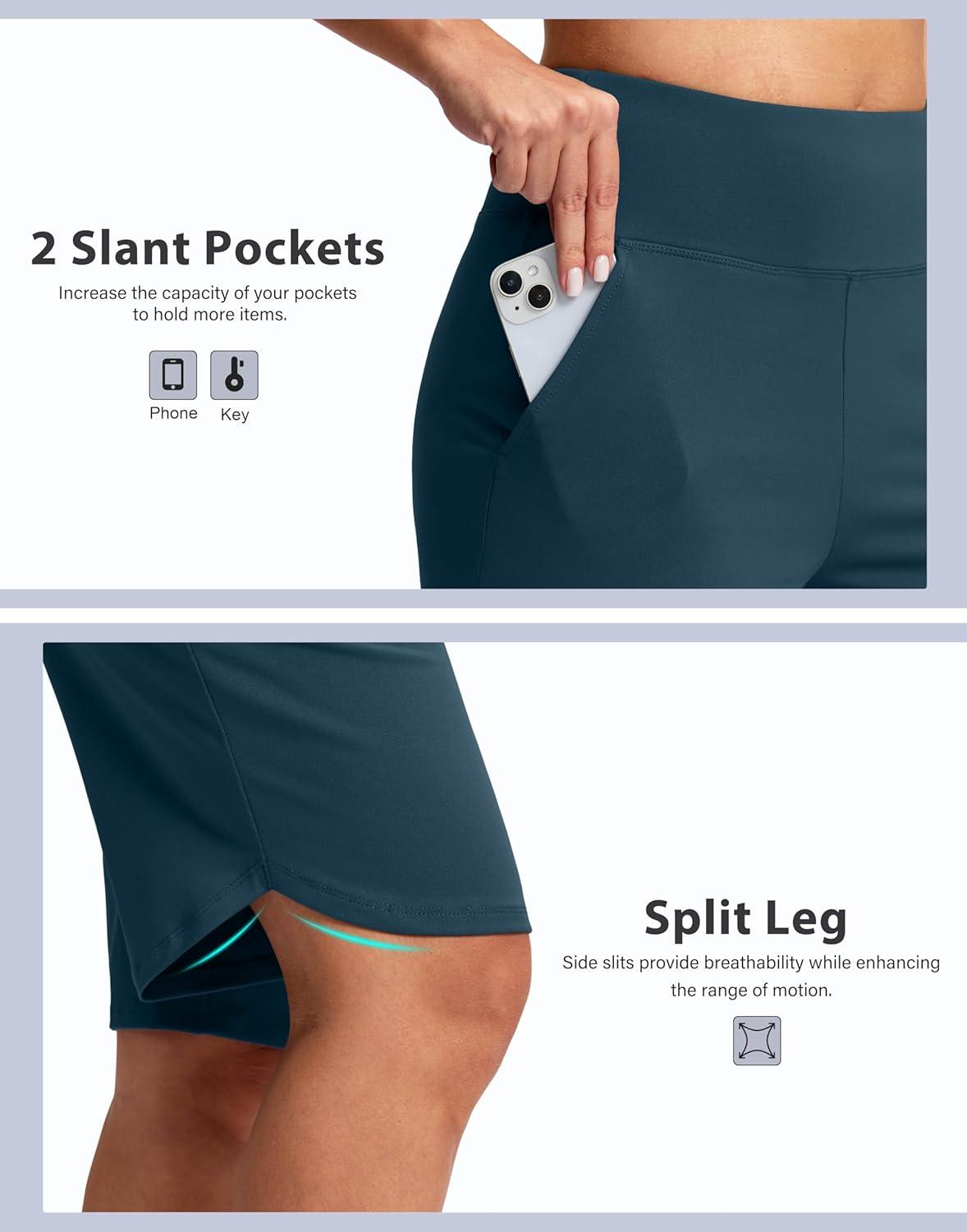 imageSANTINY 12quot Long Bermuda Shorts for Women Knee Length with Pockets High Waisted Stretch Shorts for Summer WalkingIndigo