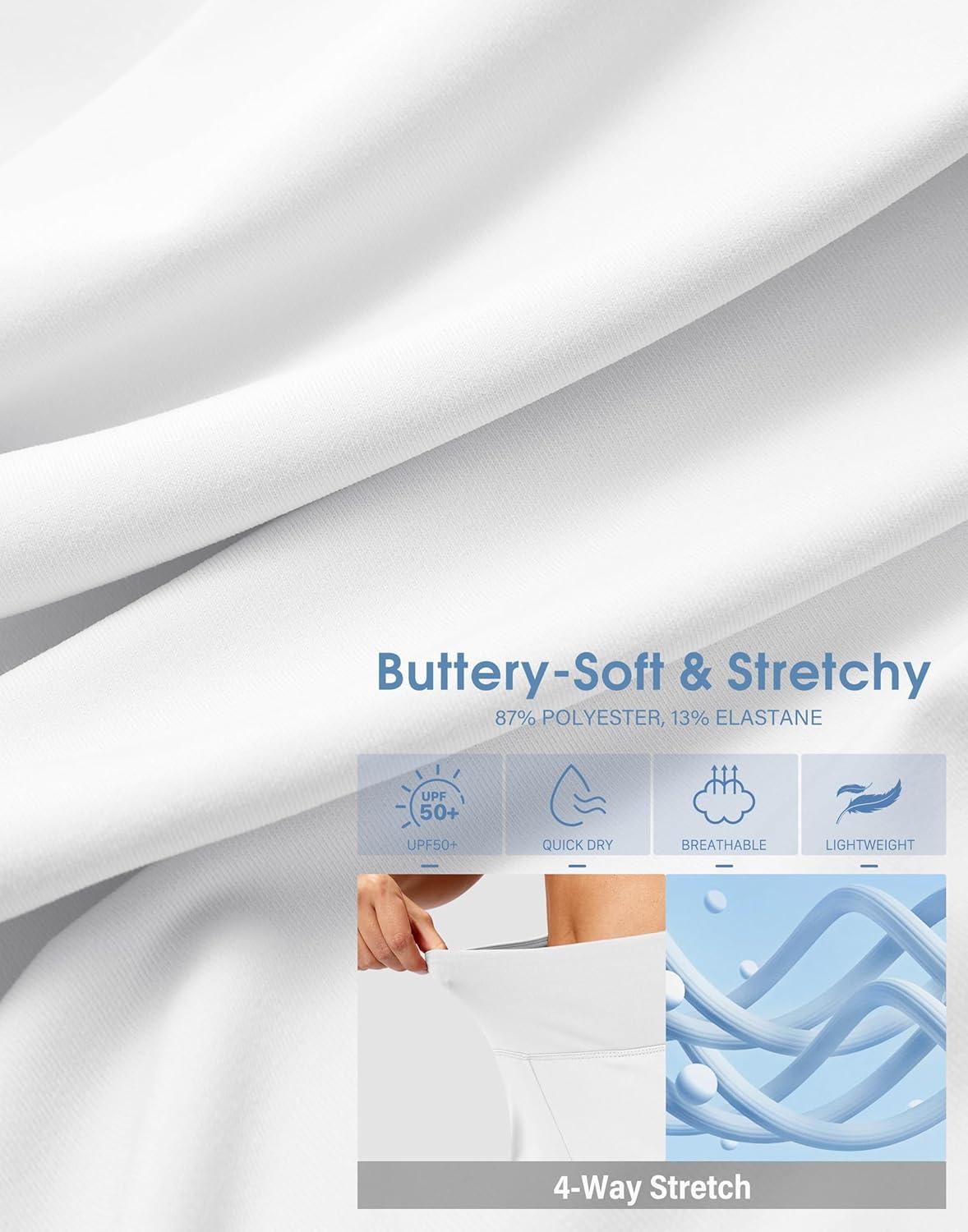 imageSANTINY 12quot Long Bermuda Shorts for Women Knee Length with Pockets High Waisted Stretch Shorts for Summer WalkingWhite