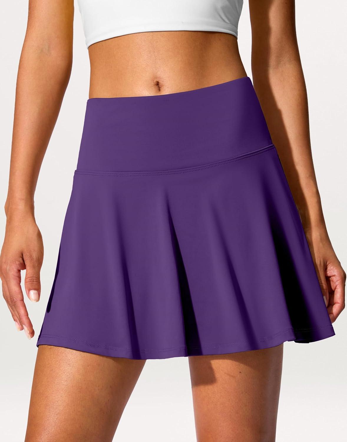 imageSANTINY 14quot Tennis Skirt Golf Skorts with Pockets Tummy Control Shorts Pleated Skirts for Women Athletic Dressy CasualPurple