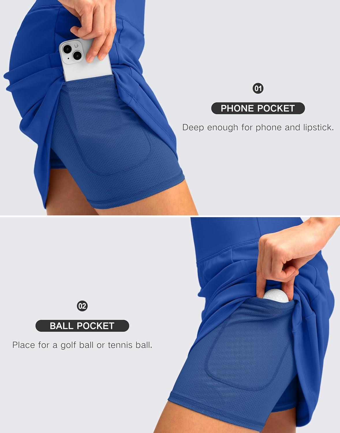 imageSANTINY 18quot Skorts for Women with 4 Pockets High Waist Long Athletic Tennis Skirt Golf Skort Dressy CasualBlue