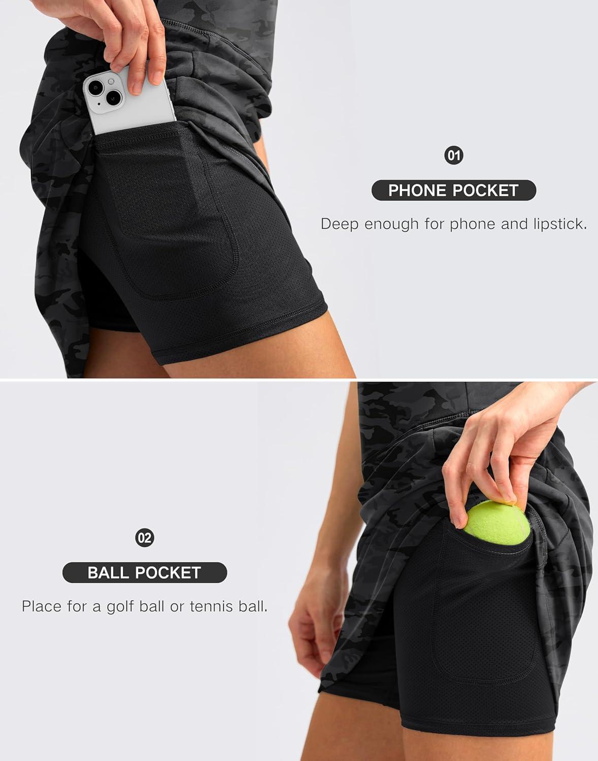 imageSANTINY 18quot Skorts for Women with 4 Pockets High Waist Long Athletic Tennis Skirt Golf Skort Dressy CasualGrey Camo