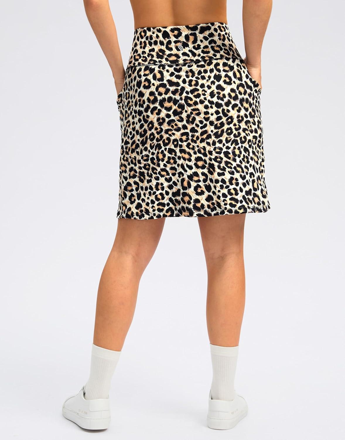 imageSANTINY 18quot Skorts for Women with 4 Pockets High Waist Long Athletic Tennis Skirt Golf Skort Dressy CasualLeopard