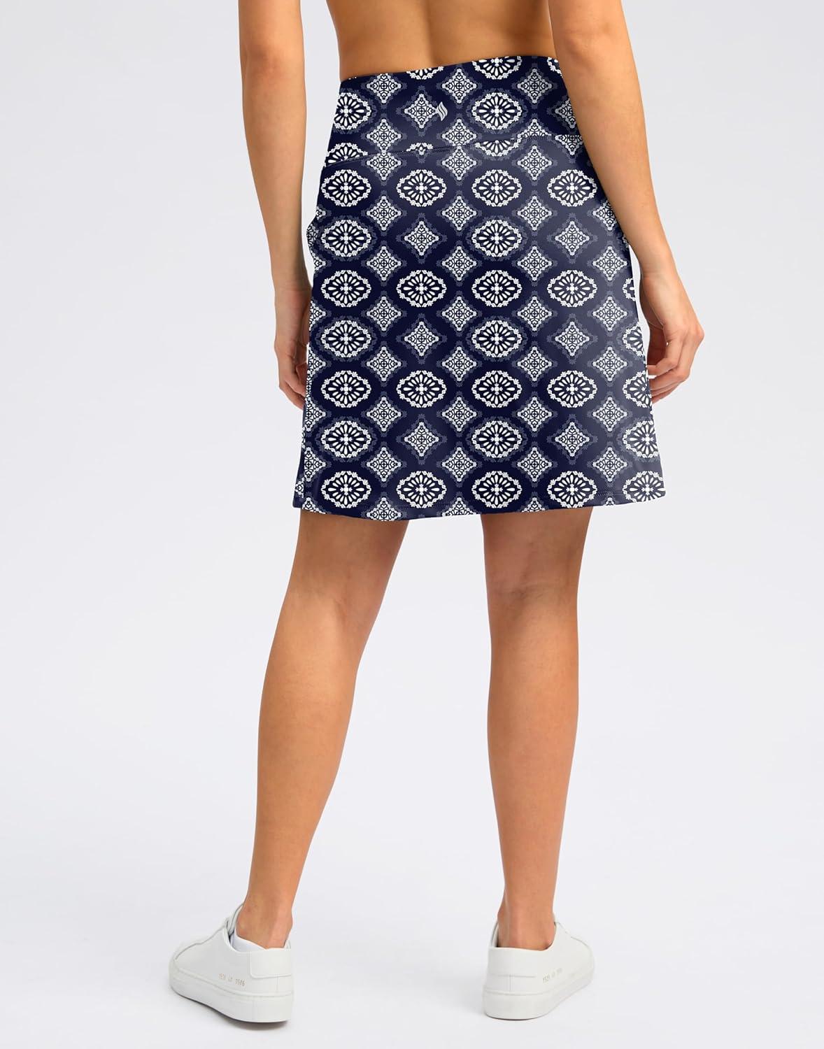 imageSANTINY 18quot Skorts for Women with 4 Pockets High Waist Long Athletic Tennis Skirt Golf Skort Dressy CasualNavy Pattern