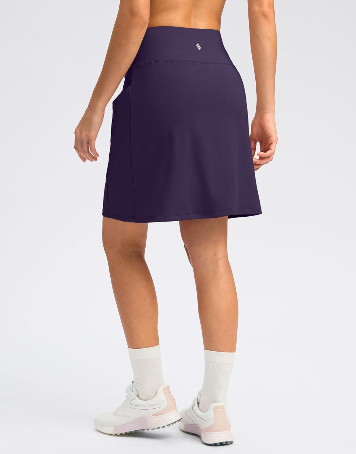 imageSANTINY 18quot Skorts for Women with 4 Pockets High Waist Long Athletic Tennis Skirt Golf Skort Dressy CasualPurple