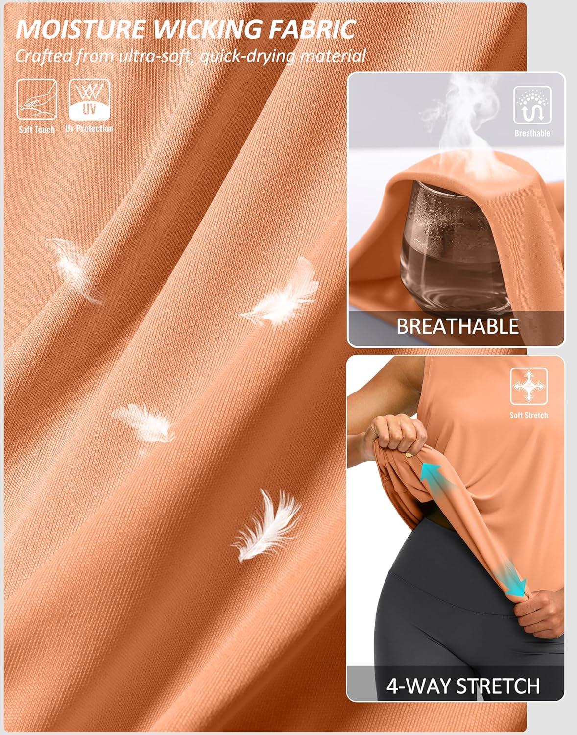 imageSANTINY Sleeveless Workout Tops for Women Breathable Lightweight Athletic Running Tank Tops Active Tennis Yoga ShirtsCoral Pink