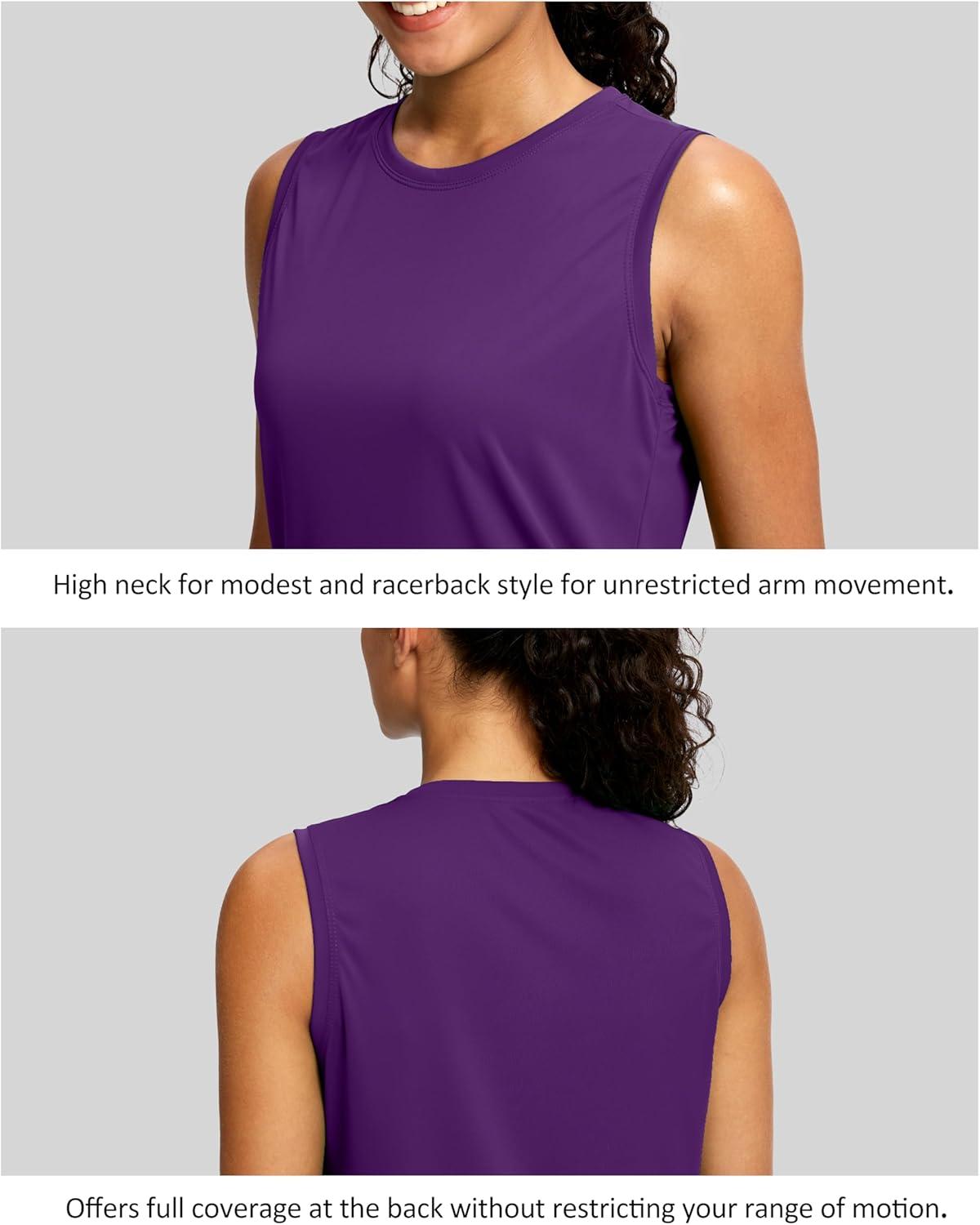 imageSANTINY Sleeveless Workout Tops for Women Breathable Lightweight Athletic Running Tank Tops Active Tennis Yoga ShirtsDark Purple