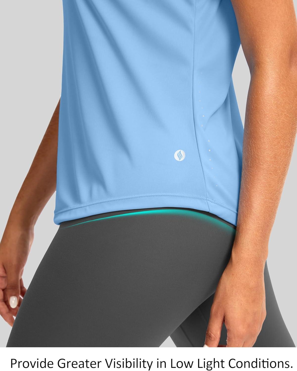 imageSANTINY Sleeveless Workout Tops for Women Breathable Lightweight Athletic Running Tank Tops Active Tennis Yoga ShirtsHaze Blue