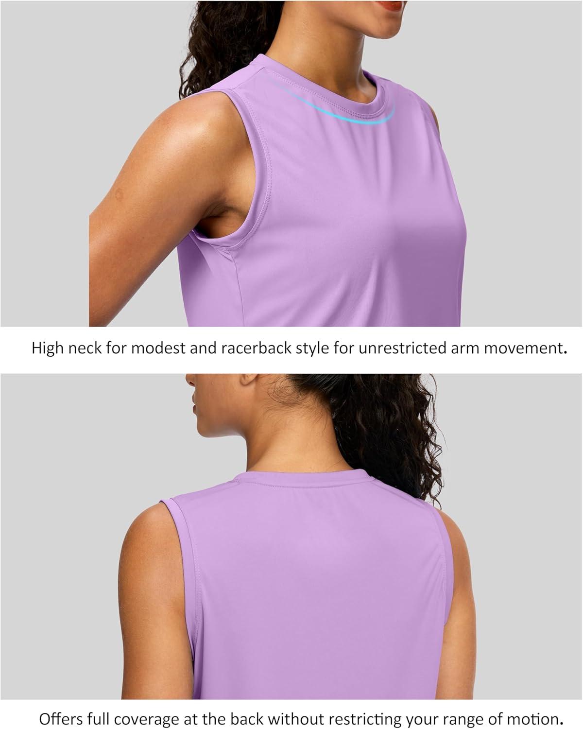 imageSANTINY Sleeveless Workout Tops for Women Breathable Lightweight Athletic Running Tank Tops Active Tennis Yoga ShirtsLight Purple