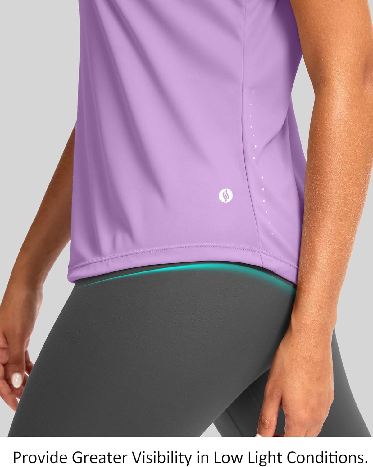 imageSANTINY Sleeveless Workout Tops for Women Breathable Lightweight Athletic Running Tank Tops Active Tennis Yoga ShirtsLight Purple