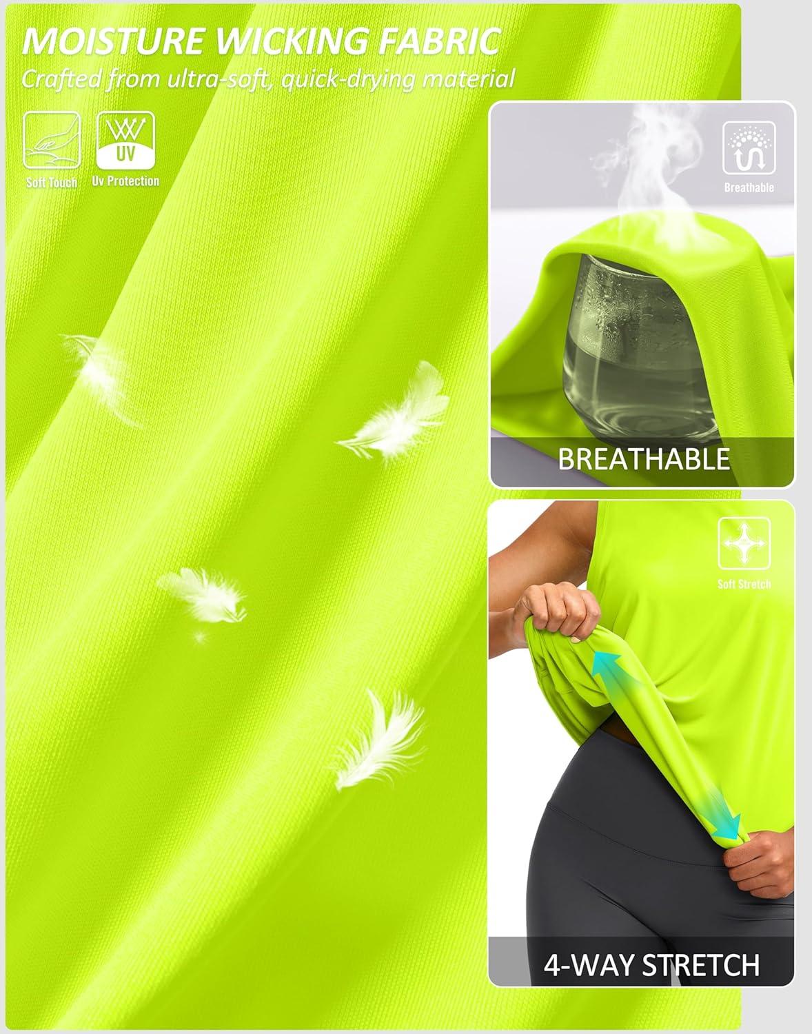 imageSANTINY Sleeveless Workout Tops for Women Breathable Lightweight Athletic Running Tank Tops Active Tennis Yoga ShirtsYellow