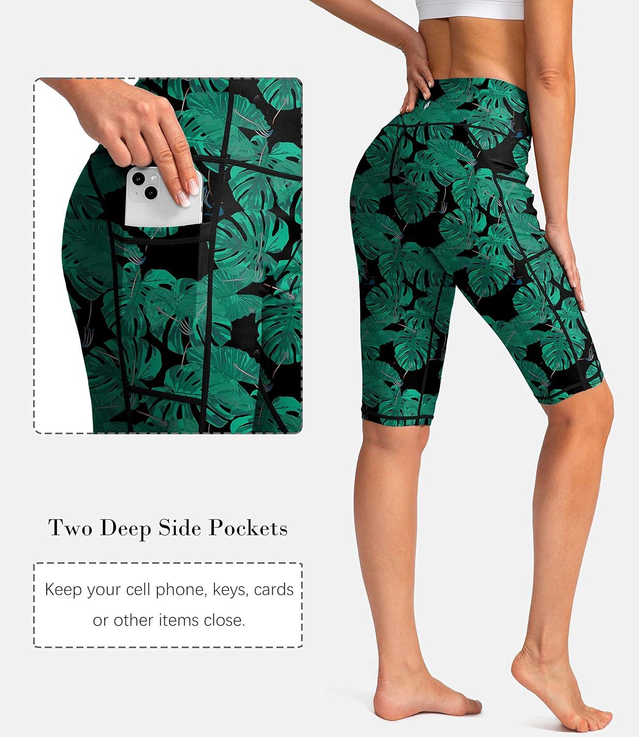 imageSANTINY Womens 812 High Waisted Swim Shorts with Pockets UPF50 Long Board Swimming Shorts for Women with Liner12inleaf