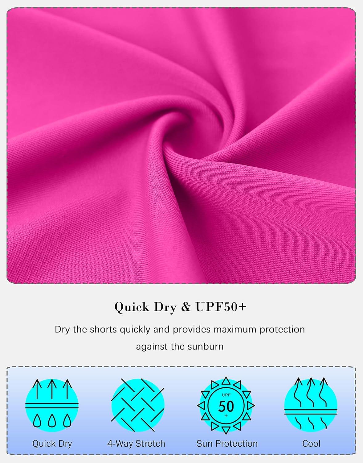 imageSANTINY Womens 812 High Waisted Swim Shorts with Pockets UPF50 Long Board Swimming Shorts for Women with Liner12inrosy