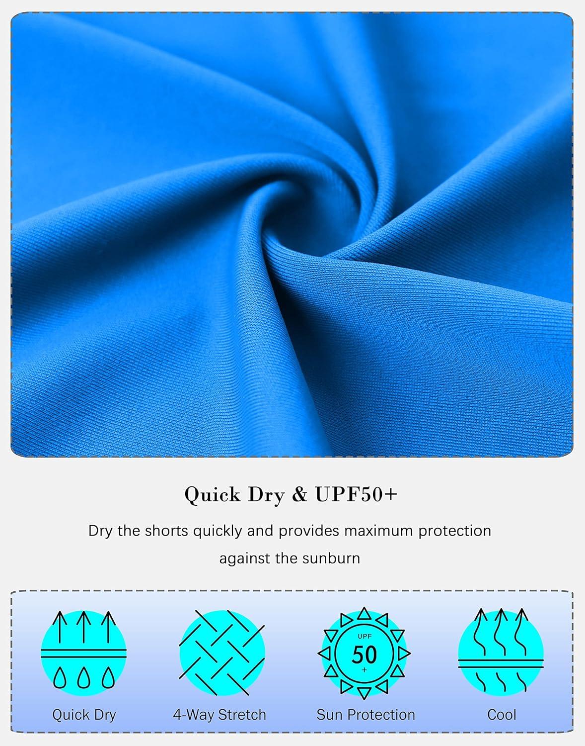 imageSANTINY Womens 812 High Waisted Swim Shorts with Pockets UPF50 Long Board Swimming Shorts for Women with Liner12invivid Blue