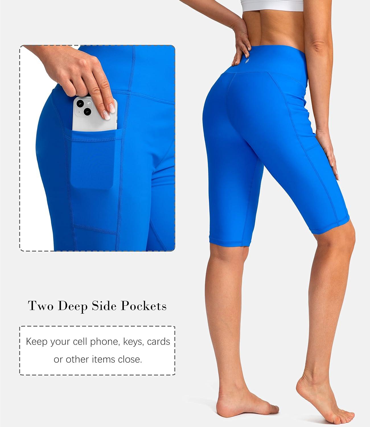 imageSANTINY Womens 812 High Waisted Swim Shorts with Pockets UPF50 Long Board Swimming Shorts for Women with Liner12invivid Blue