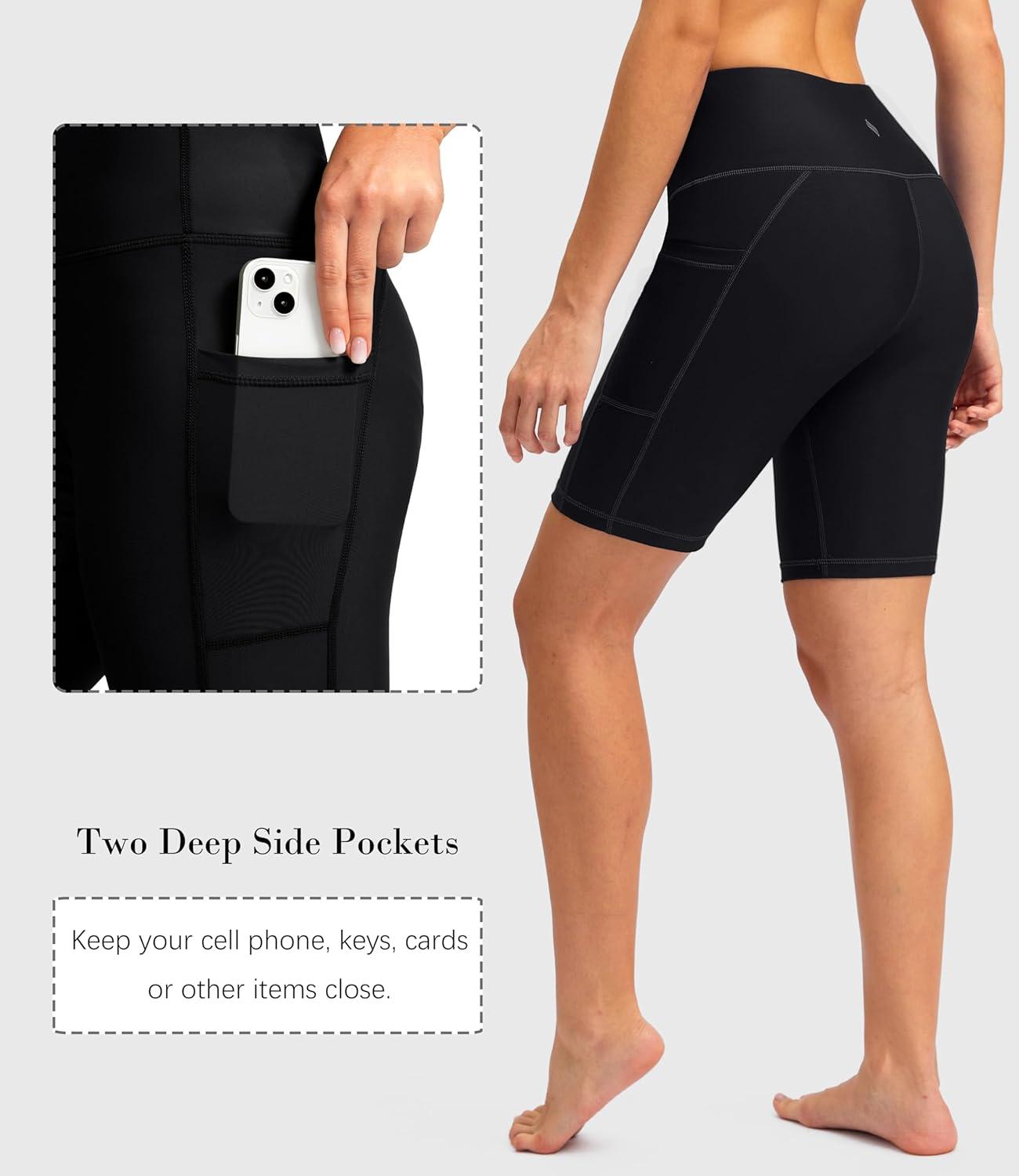 imageSANTINY Womens 812 High Waisted Swim Shorts with Pockets UPF50 Long Board Swimming Shorts for Women with Liner8inblack