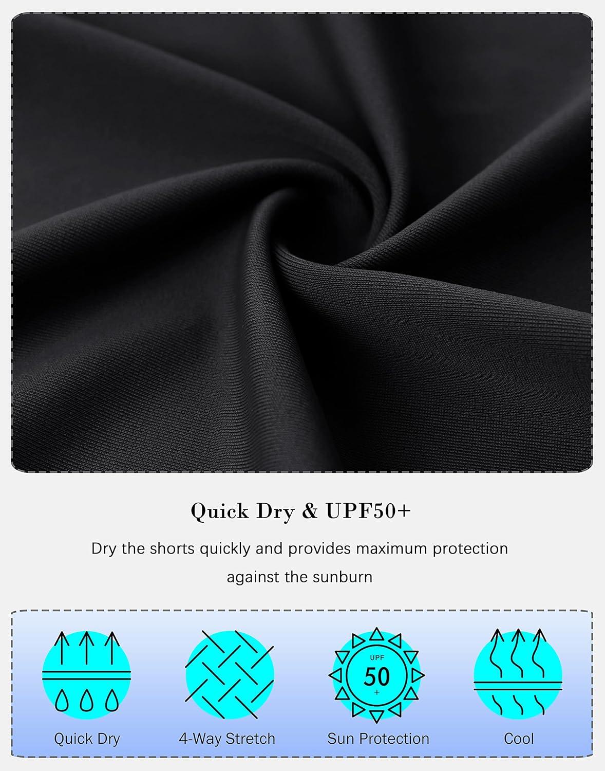 imageSANTINY Womens 812 High Waisted Swim Shorts with Pockets UPF50 Long Board Swimming Shorts for Women with Liner8inblack