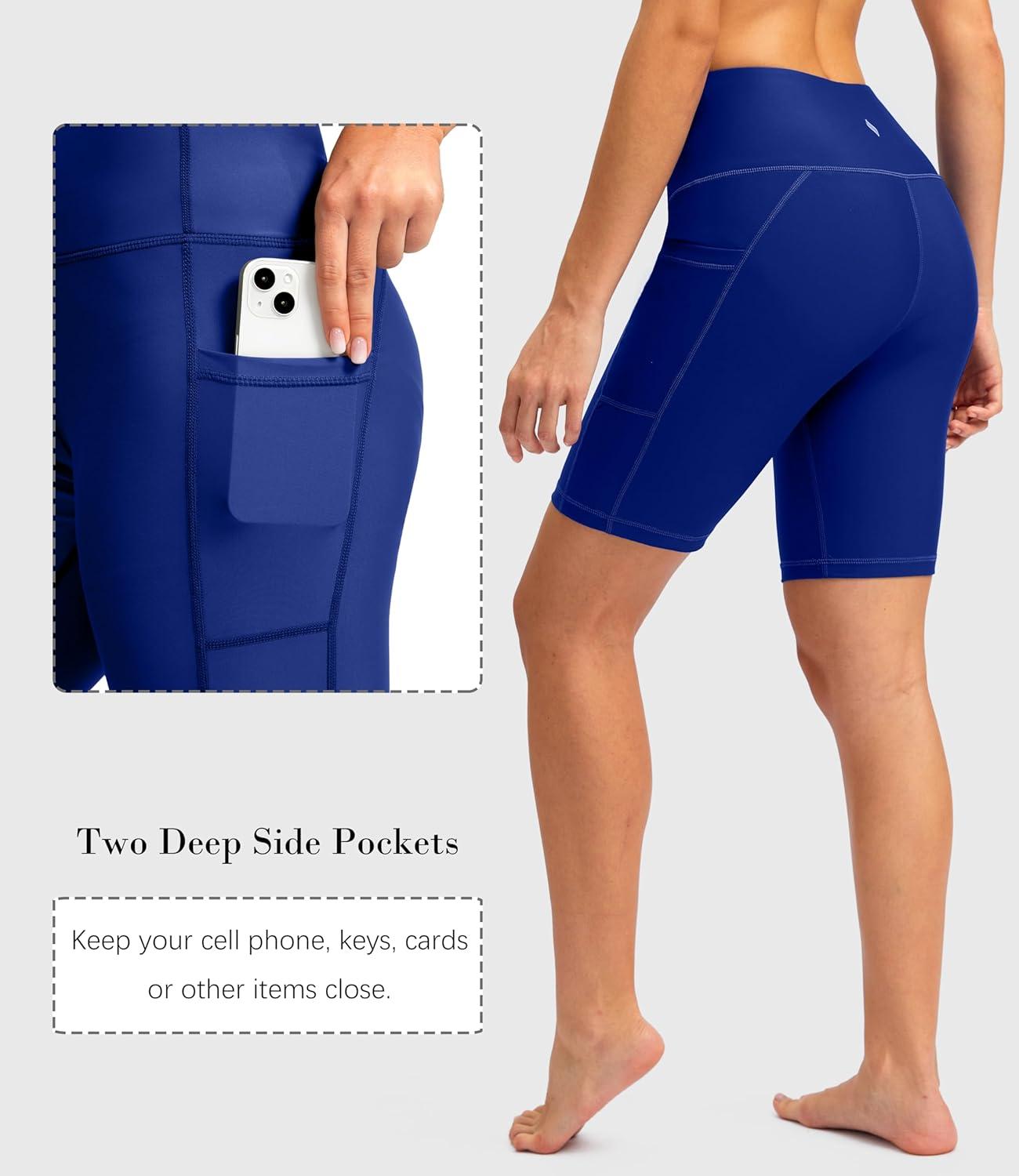 imageSANTINY Womens 812 High Waisted Swim Shorts with Pockets UPF50 Long Board Swimming Shorts for Women with Liner8indeep Blue