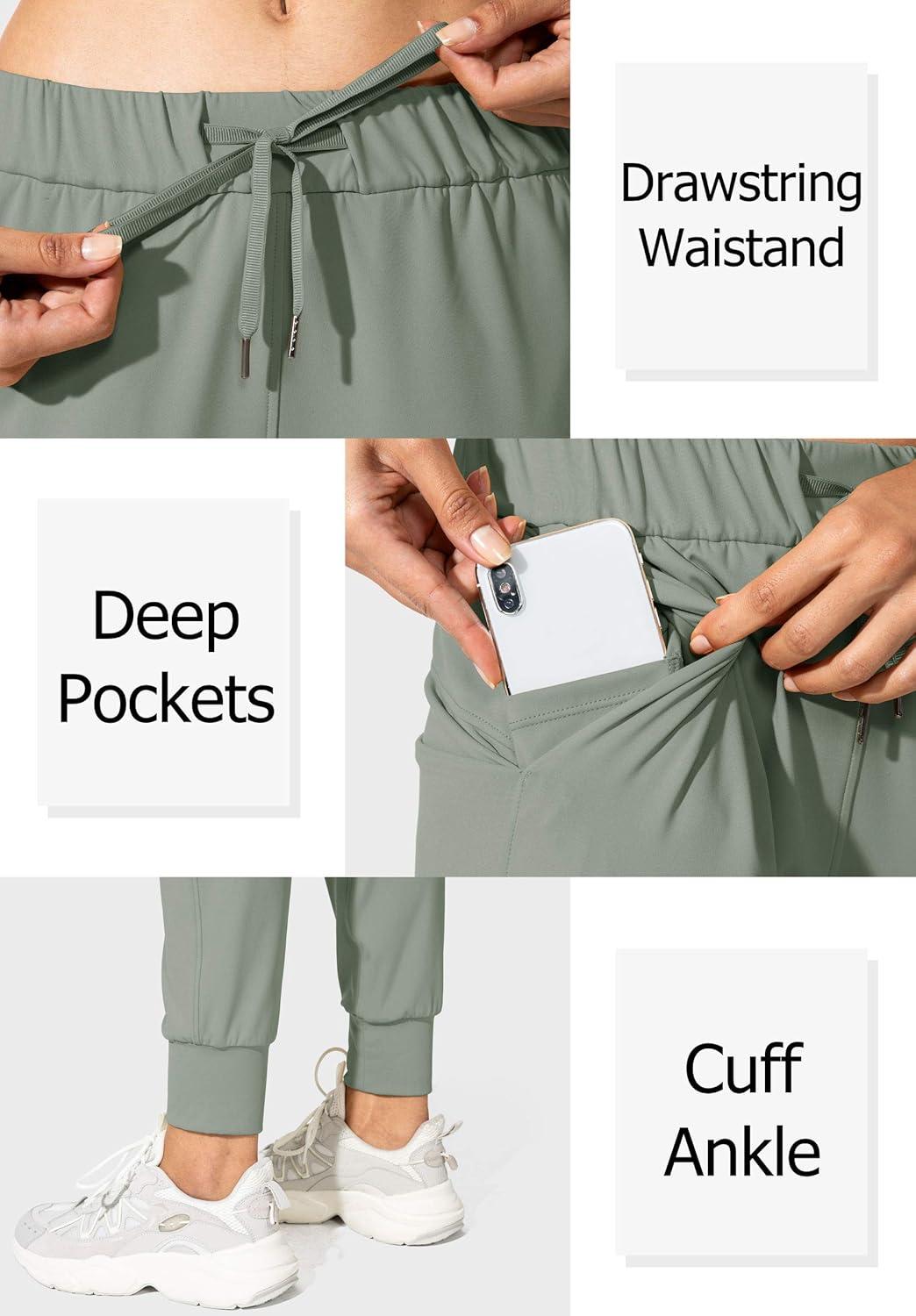 imageSANTINY Womens Joggers Pants Pockets Drawstring Running Sweatpants for Women Lounge Workout JoggingGrey Sage