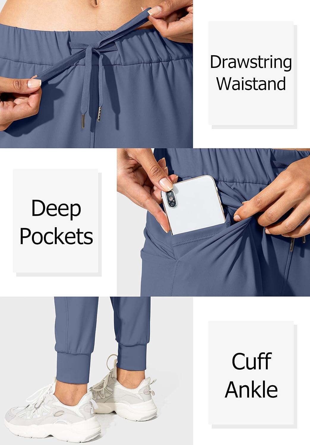 imageSANTINY Womens Joggers Pants Pockets Drawstring Running Sweatpants for Women Lounge Workout JoggingSlate Blue