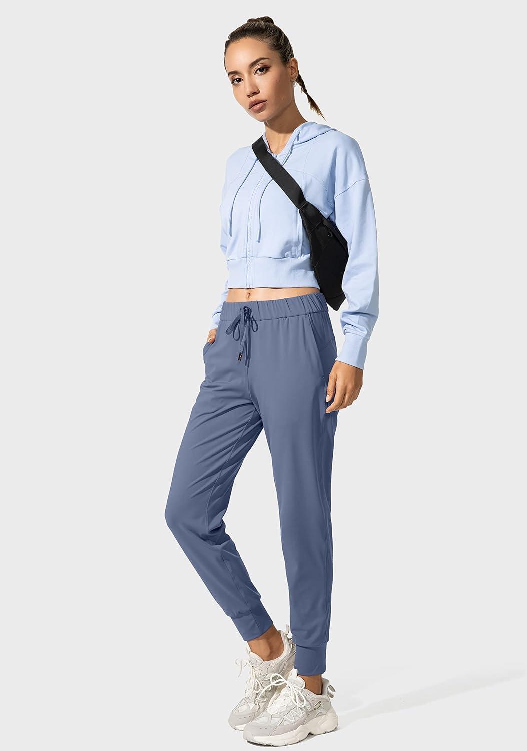 imageSANTINY Womens Joggers Pants Pockets Drawstring Running Sweatpants for Women Lounge Workout JoggingSlate Blue