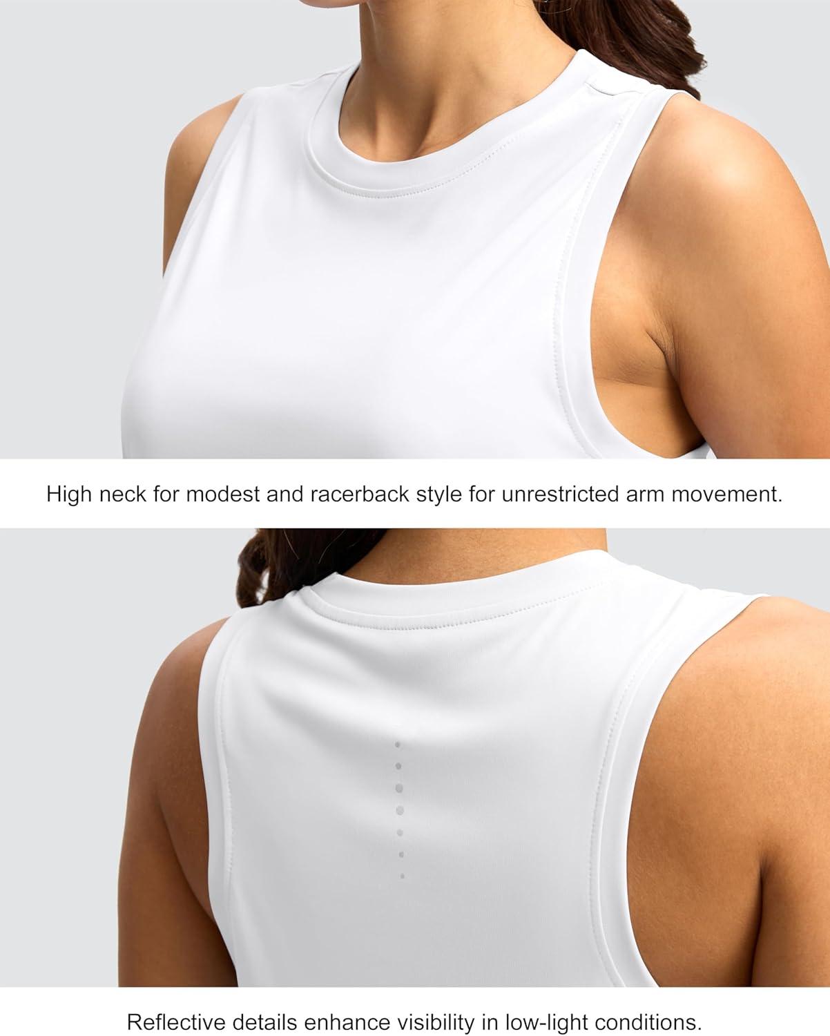 imageSANTINY Womens Sleeveless Workout Tops Lightweight Tennis Yoga Athletic Running Shirts Racerback Tank Tops for WomenA White