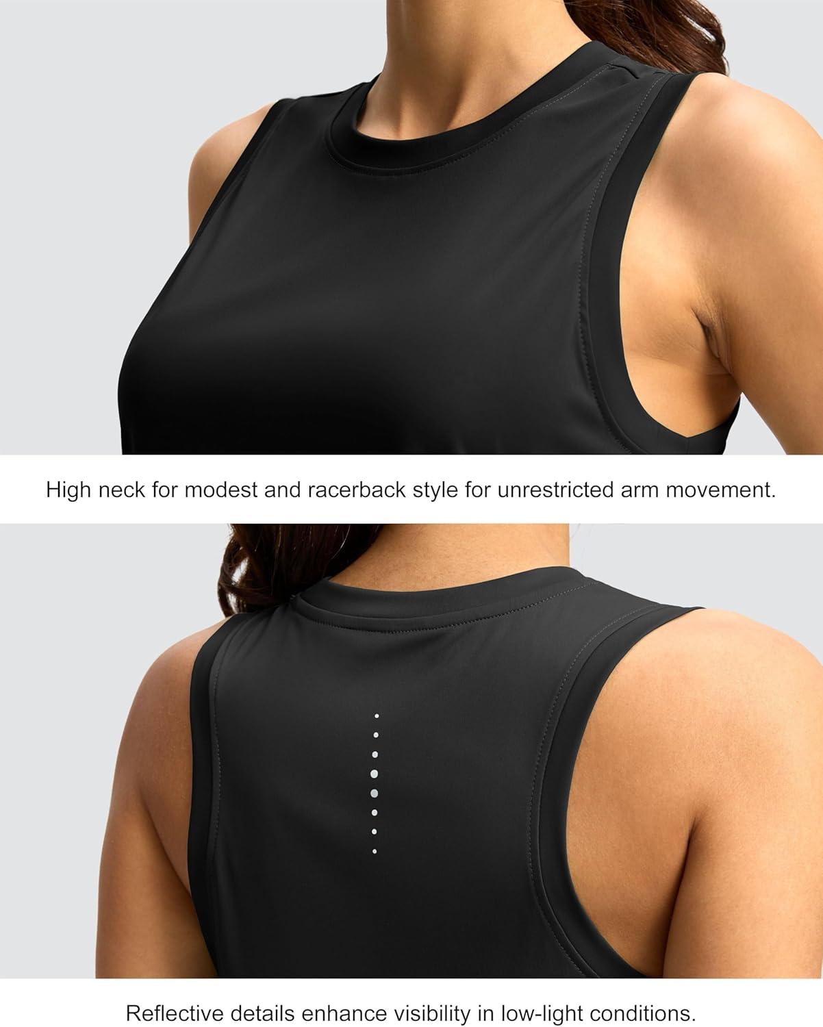 imageSANTINY Womens Sleeveless Workout Tops Lightweight Tennis Yoga Athletic Running Shirts Racerback Tank Tops for WomenBlack